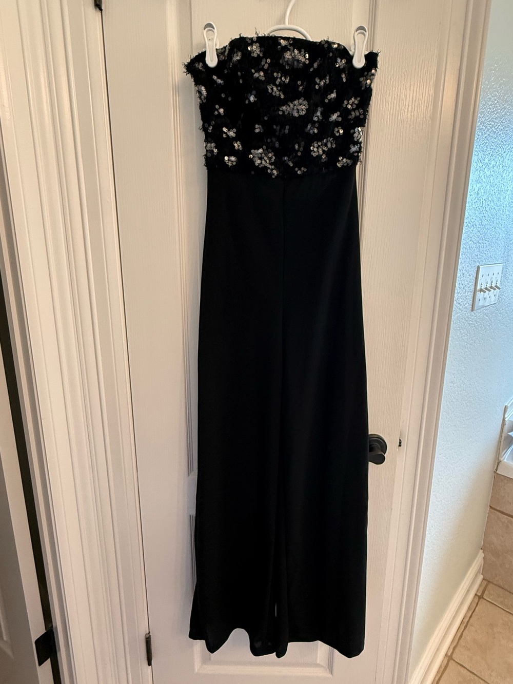 Strapless Black Embellished Evening jumpsuit